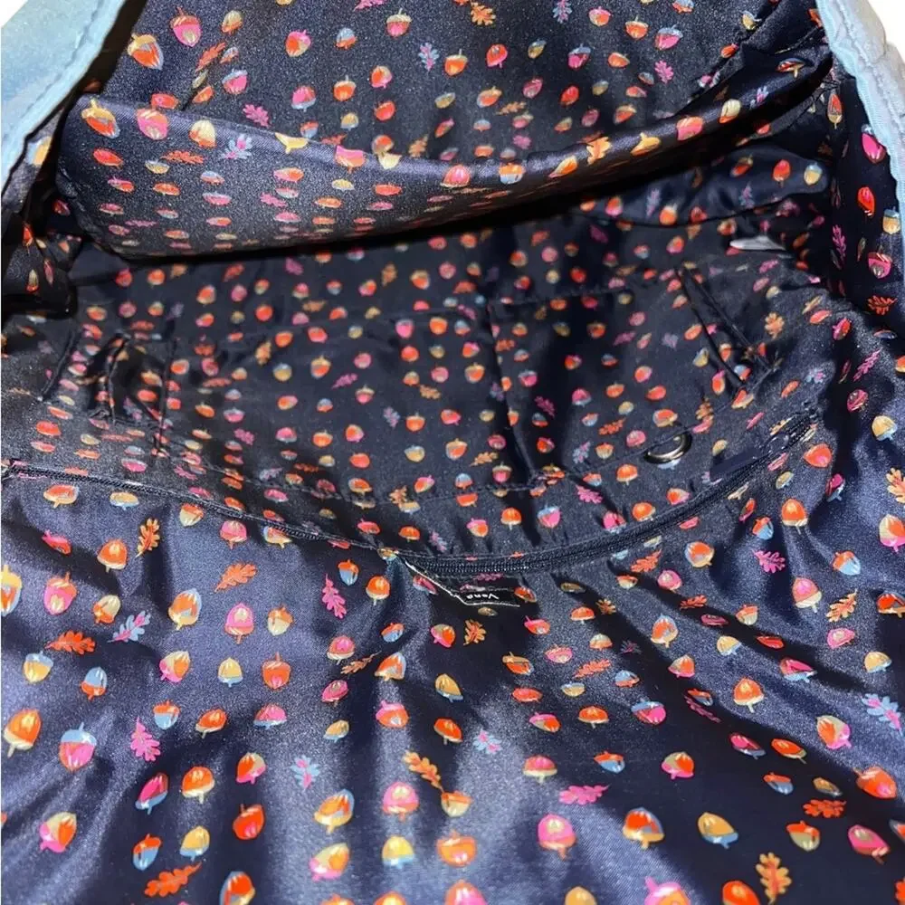VERA BRADLEY Laptop Bag Blue & Orange With Acorn & Leaf Pattern Inside 3048-4